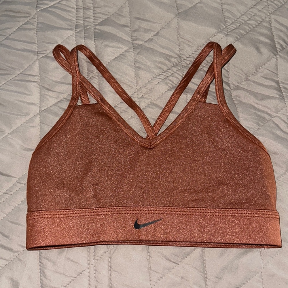 Nike shimmer bronze sports bra
